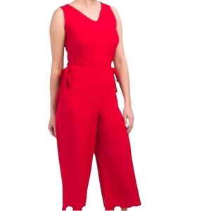 Carolina Belle Red Crop Jumpsuit Size: 8
